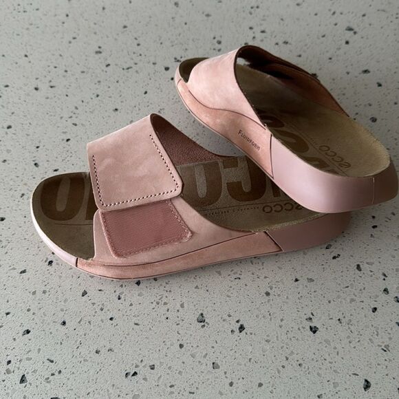 Ecco 2nd Cozmo Blush Pink Slide Sandals Nubuck Leather Casual Minimalist Size 37 - Picture 5 of 8